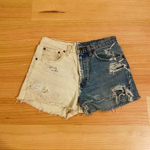 Levi’s half bleached cut off jean shorts